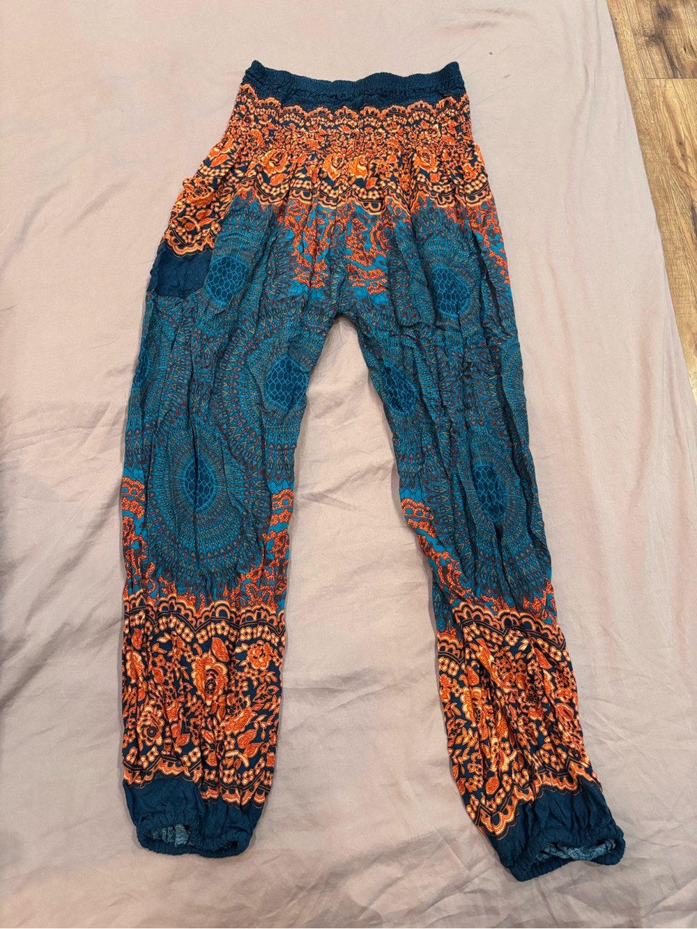 Prana Teal and Orange Paisley Harem Pants